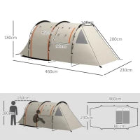 Tenda da Campeggio 4-5 Persone con Copertura Oscurante, Impermeabile con Borsa di Trasporto, Kaki