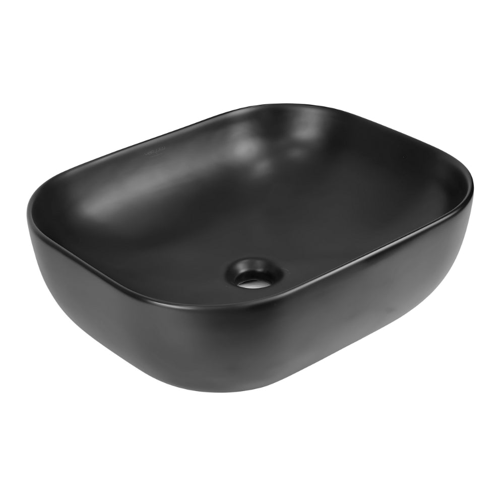 Lavabo da appoggio ceramica nero ovale lavandino arredo 50,5x40,5x14 cm *** confezione 1