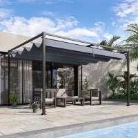 Pergola retrattile a soffietto Pergola retrattile 4 x 3 m struttura in metallo con trattamento anticorrosione tela in poliestere 180 g/m² grigio scuro