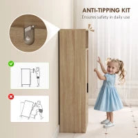 Mobile Bagno Salvaspazio Slim con 2 Cassetti, Ripiani e Armadietto, 50x25x100 cm, Legno Naturale