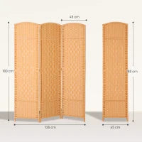 Paravento da interno in legno a 3 pannelli pieghevole, 135 x 180 cm, Marrone chiaro