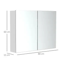 Homcom Armadietto Pensile da Bagno con Specchiera e 3 Ripiani in MDF Bianco 80 x 60 x 15cm