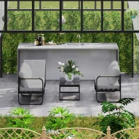 Set da Esterno 3 Pezzi con Divano 3 Posti Convertibile, Divano 2 Posti e Tavolino da Esterno, Grigio e Nero