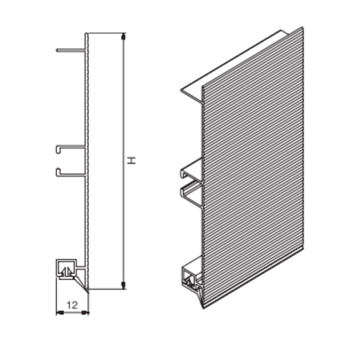 Zoccolo per cucina mille righe H15 alluminio 4 mt ZOCC1000H15AL