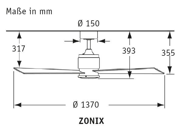 ZONIX 137, Ventilatore senza Luce, Fanimation