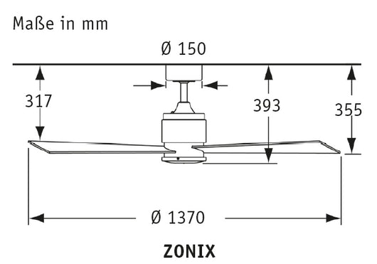 ZONIX 137, Ventilatore senza Luce, Fanimation