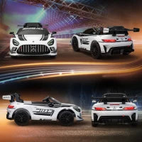 Auto Elettrica Bambini 3-8 Anni Mercedes-AMG 12V con Telecomando, Luci LED, Rotelle di Trasporto, Bianco