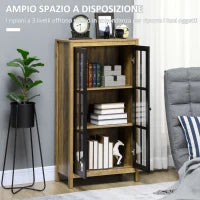 Credenza Moderna a 2 Ante in Vetro e legno, 60x35x120cm, Marrone