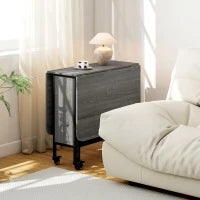 Tavolo da Pranzo Pieghevole per 6 Persone max con Ripiano, in Legno e Metallo, 130x80x74 cm, Grigio