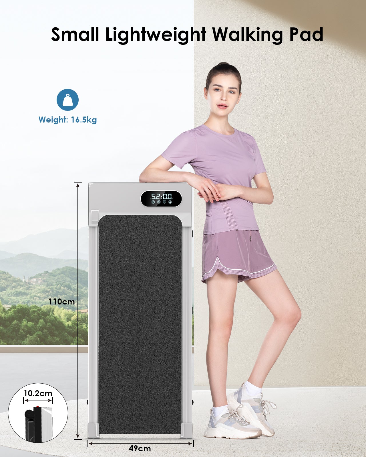 Tapis Roulant per casa e ufficio - RATTANTREE - Display a LED - 8km/h - Capacity 120 kg - Argenteo