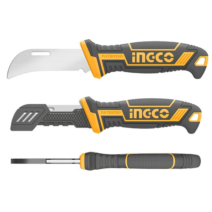 Coltello spellafili 200mm acciaio inossidabile lama curva lavori elettrici ingco