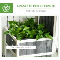 Pollaio Prefabbricato in Legno con Area Aperta, Casetta e Nido, 161.5x62.5x115cm, Grigio