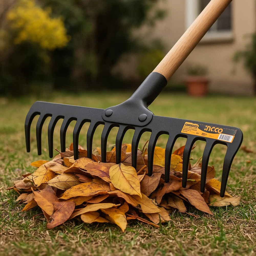 Rastrello acciaio 14 denti senza manico pulizia giardinaggio ingco