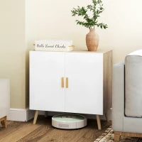 Mobile Multiuso con Ripiano Regolabile su 3 Livelli e Base Rialzata, in Legno, 76x41.2x74 cm, Bianco e Rovere