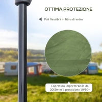 Tenda da Campeggio 2 Posti con Veranda, Finestre e Porta con Cerniera, 210x210x150 cm, Verde