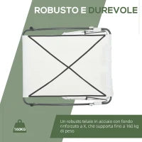 Lettino Matrimoniale 2 Posti Parasole Regolabile da Esterno e Giardino 200x175 x134cm Crema