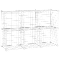 Mobile Scarpiera Modulare Salvaspazio, 6 Cubi 30x30x30 cm in Acciaio e PP, 94x32x94 cm, Bianco