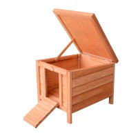 Gabbia per Conigli in Legno da Esterno con Tetto in Asfalto e Rampa Antiscivolo, 42x51x43cm, Rosso Arancione