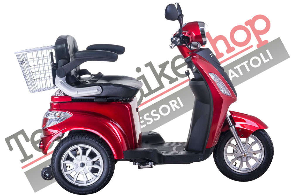 Scooter Z-TECH ZT-15-D "TRILUX PLUS" 3 RUOTE Differenziale per Disabili e Anziani -Rosso