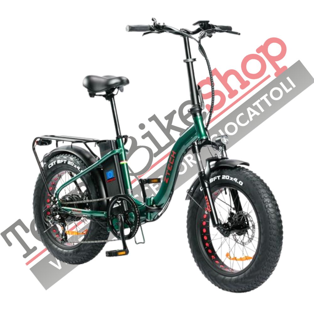 Bicicletta Elettrica Pieghevole Z-Tech ZT-89-E Folding Etna 250W 36V 10.4Ah Batteria Litio-Verde