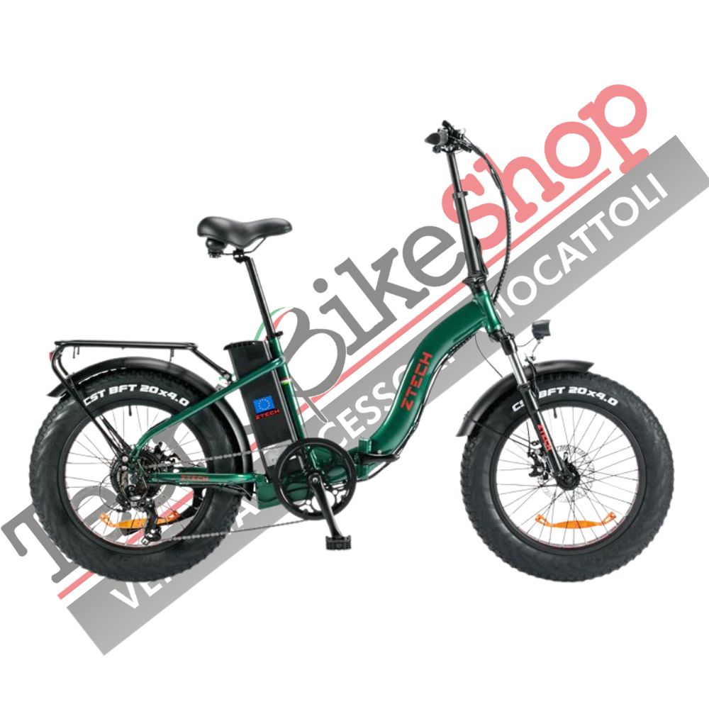 Bicicletta Elettrica Pieghevole Z-Tech ZT-89-E Folding Etna 250W 36V 10.4Ah Batteria Litio-Verde