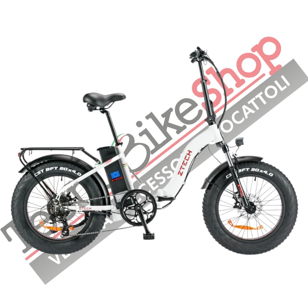 Bicicletta Elettrica Pieghevole Z-Tech ZT-89-E Folding Etna 250W 36V 10.4Ah Batteria Litio-Bianco