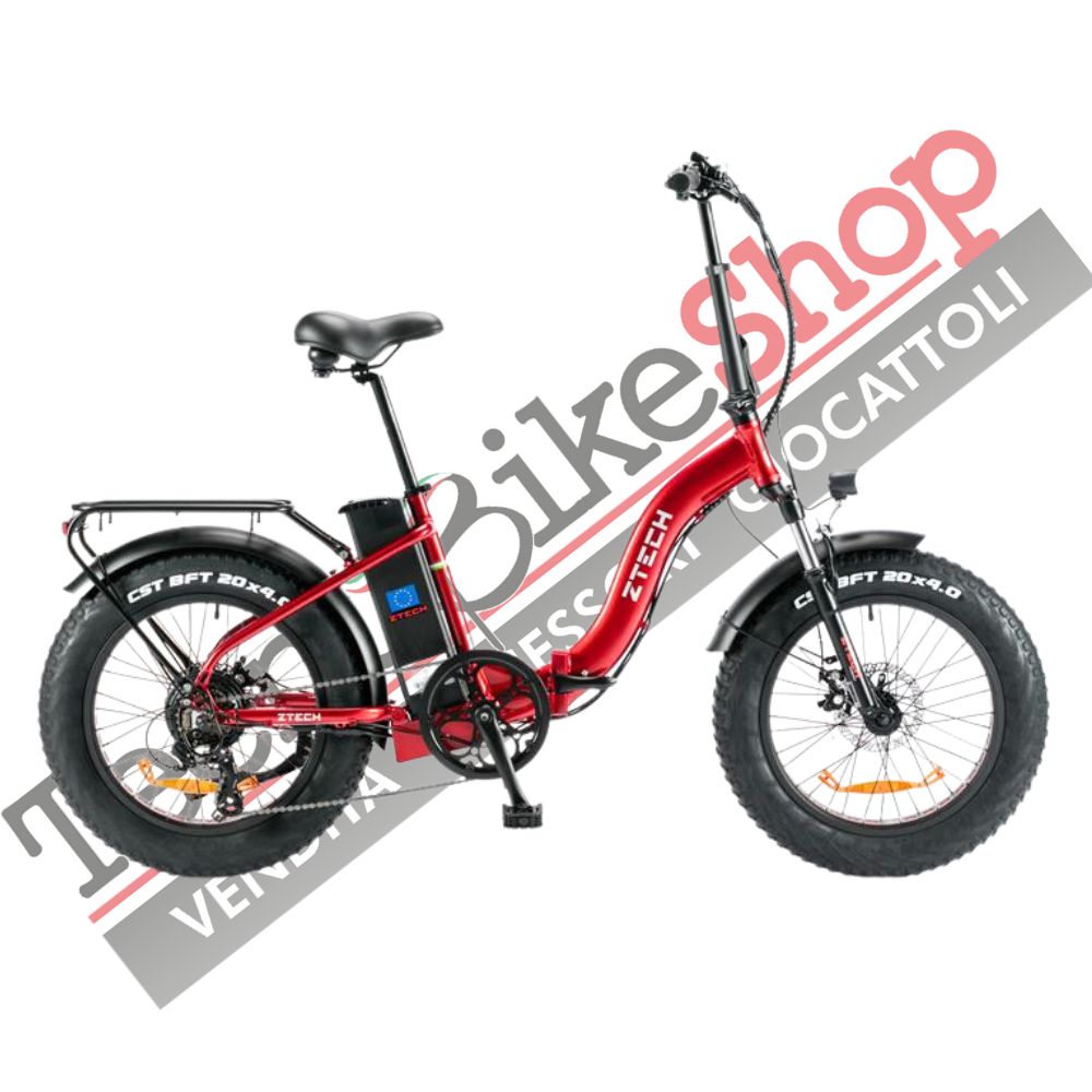 Bicicletta Elettrica Pieghevole Z-Tech ZT-89-E Folding Etna 250W 36V 10.4Ah Batteria Litio-Rosso