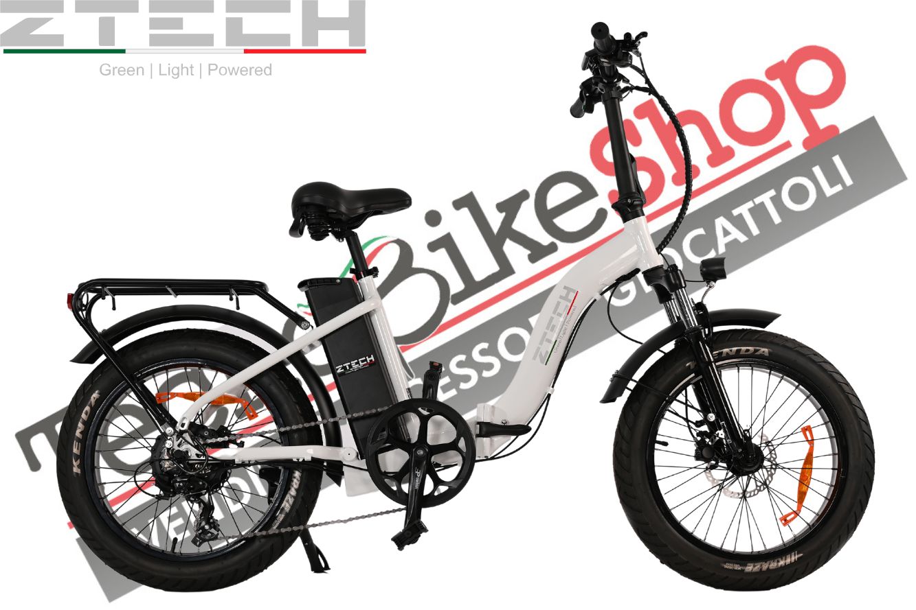 Bicicletta Elettrica Pieghevole Z-Tech ZT-89-E Folding Etna 250W 36V 10.4Ah Batteria Litio-Bianco