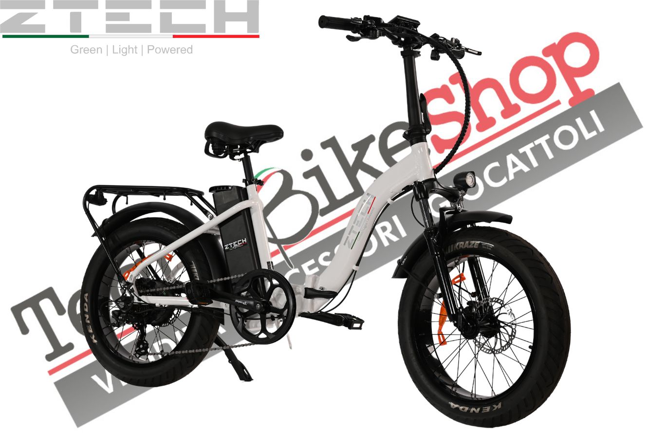 Bicicletta Elettrica Pieghevole Z-Tech ZT-89-E Folding Etna 250W 36V 10.4Ah Batteria Litio-Bianco