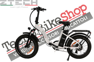 Bicicletta Elettrica Pieghevole Z-Tech ZT-89-E Folding Etna 250W 36V 10.4Ah Batteria Litio-Bianco