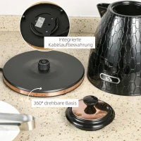 Bollitore, 2200W, Finestra trasparente, Filtro, Riscaldamento rapido, Nero