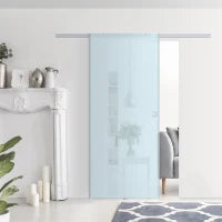 Porte Scorrevoli in Vetro Satinato da Interni con Binario B3 in Alluminio per Bagno Cucina Studio 205x90x0,8cm