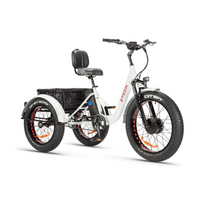 Triciclo Bicicletta Elettrica Z-TECH ZT-80-B "FAT TRIKE " 3 Ruote 250W 13 Ah 48V Batteria Litio -Bianco