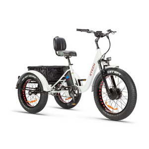 Triciclo Bicicletta Elettrica Z-TECH ZT-80-B "FAT TRIKE " 3 Ruote 250W 13 Ah 48V Batteria Litio -Bianco