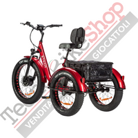 Triciclo Bicicletta Elettrica Z-TECH ZT-80-B "FAT TRIKE " 3 Ruote 250W 13 Ah 48V Batteria Litio -Rosso