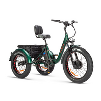 Triciclo Bicicletta Elettrica Z-TECH ZT-80-B "FAT TRIKE " 3 Ruote 24"/20" 250W 13 Ah 48V Batteria Litio -Verde