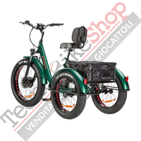 Triciclo Bicicletta Elettrica Z-TECH ZT-80-B "FAT TRIKE " 3 Ruote 24"/20" 250W 13 Ah 48V Batteria Litio -Verde