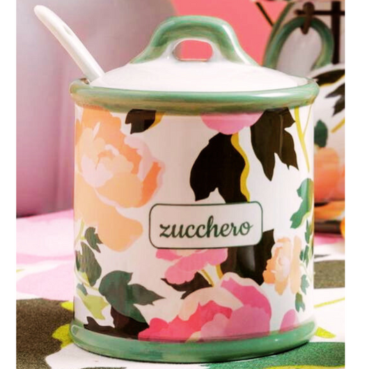 Zuccheriera porcellana in ceramica porta zucchero con cucchiaio e coperchio idee regalo casa cucina