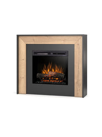 Camino Elettrico Riscaldante Da Pavimento Autoportante a LED - 23" - 108,2 x 93,5 x 27,5 - Nero / Rovere chiaro - ZUNI