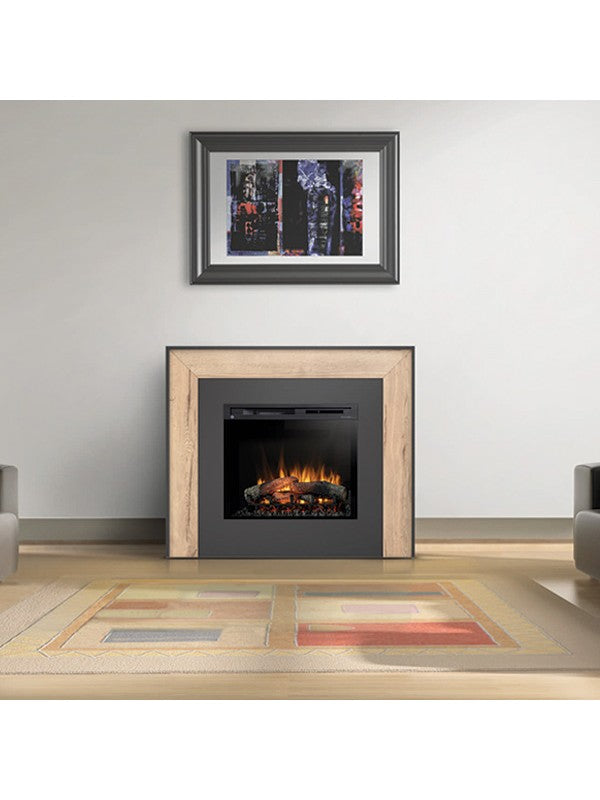 Camino Elettrico Riscaldante Da Pavimento Autoportante a LED - 28" - 130,2 x 110 x 27,5 - Nero / Rovere chiaro - ZUNI