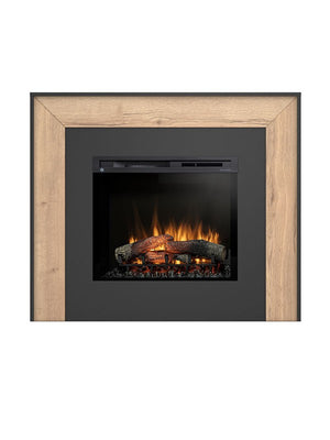 Camino Elettrico Riscaldante Da Pavimento Autoportante a LED - 28" - 130,2 x 110 x 27,5 - Nero / Rovere chiaro - ZUNI