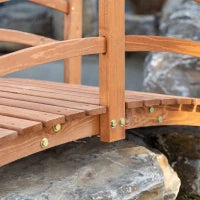 Ponte da Giardino in Legno, Decorazione del Giardino, 185L x 72l x 58H cm con Parapetto, Legno di Abete, Arancione