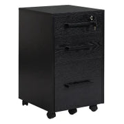 Cassettiera Portadocumenti da Ufficio Schedario con 3 Cassetti e Serratura, in Legno, Nero, 39.2 x 40 x 65.4cm