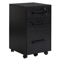 Cassettiera Portadocumenti da Ufficio Schedario con 3 Cassetti e Serratura, in Legno, Nero, 39.2 x 40 x 65.4cm