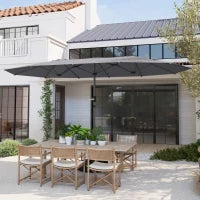 Ombrellone Doppio 436 x 260 cm, Protezione UV Ombrellone in Acciaio con Manovella, Grigio Scuro