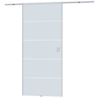 Porta Scorrevole Interna in Vetro Smerigliato e Satinato con Binario B3 in Alluminio per Bagno Cucina Studio Vetro 205x 90x 0,8cm