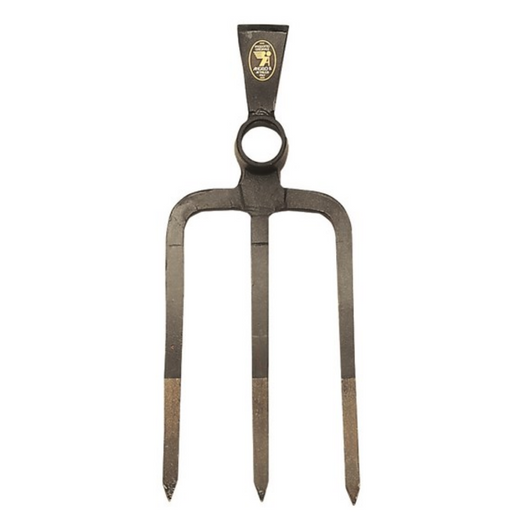 Zappone liguria a 3 denti o/ovale con manico in legno