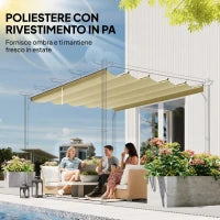 Copertura per Gazebo Pergola 4x3 m in Poliestere Traspirante Beige con 10 Fori di Drenaggio