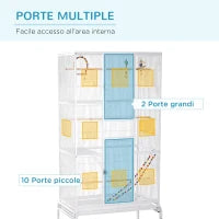 Gabbia per Uccelli in Acciaio e PP con Posatoi, Giochi, Contenitori per Cibo e Vassoio, 83x53x180 cm, Bianco