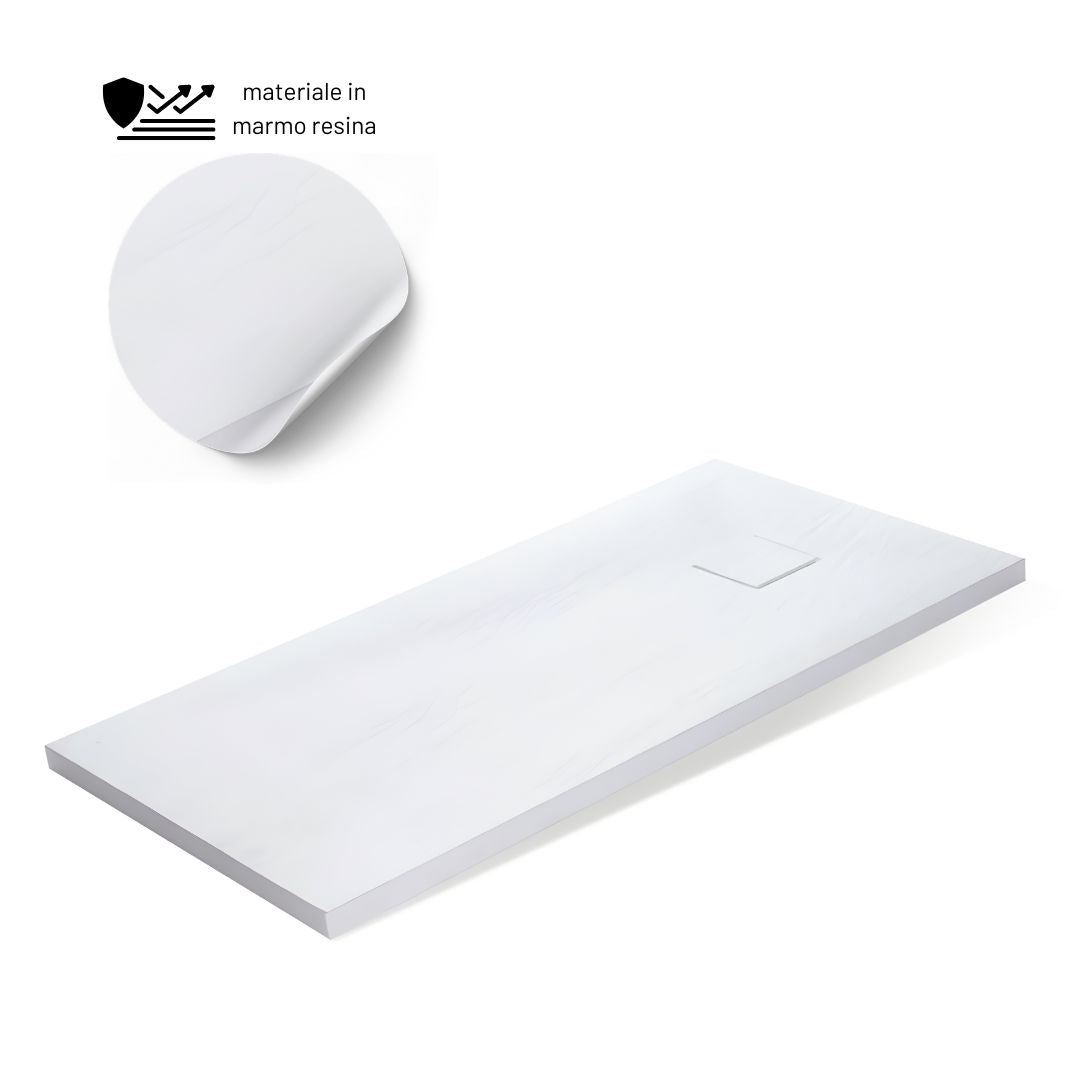 Piatto doccia bianco mineral marmo resina antiscivolo h4 cm *** misure l100 x p80 x h4 cm, confezione 1